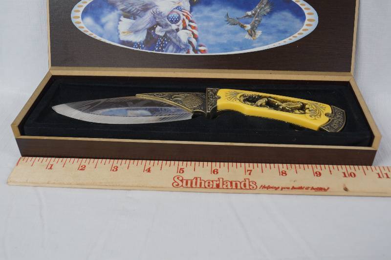 American Eagle Themed Pocket Knife Gift Set In Box Auction