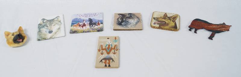 lot 2004 image: Lot of 7 NICE - Native American Indian and German Shepherd Dog Magnets