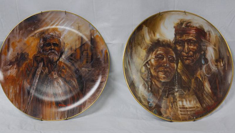 lot 2024 image: Vintage Highly Collectible Native American Indian Plates - By Arizona Artist Don Ruffin - Through The Years 1977 & Inner Peace 1981