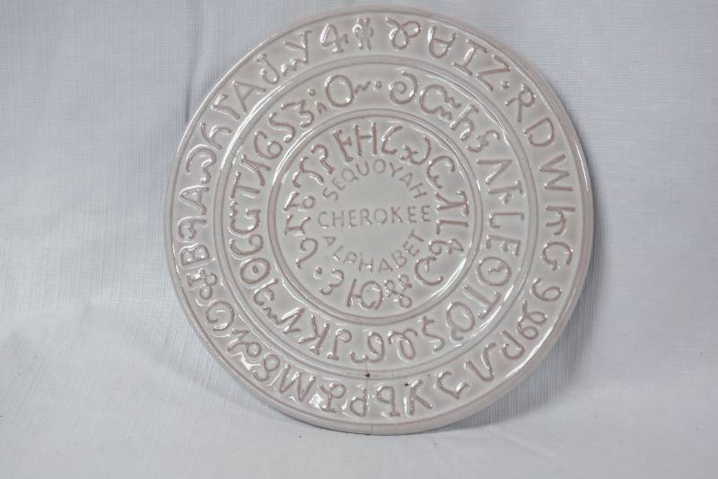 lot 2029 image: FRANKOMA Native American Glazed Terra Cotta - Cherokee Sequoia Alphabet - Ceramic Trivet - AWESOME