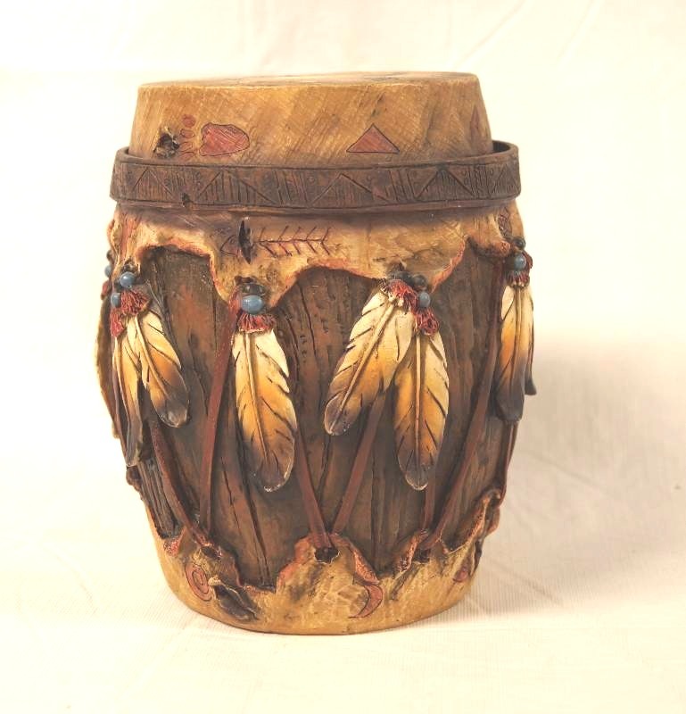 lot 2108 image: Native American Kettledrum Style Container - Very Cool