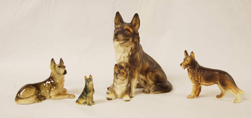lot 2111 image: Lot of German Shepherd Figurines - Some Made in Japan - Neat