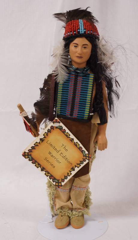 lot 2158 image: Limited Edition Warrior Series Native American Doll - Comes with Stand