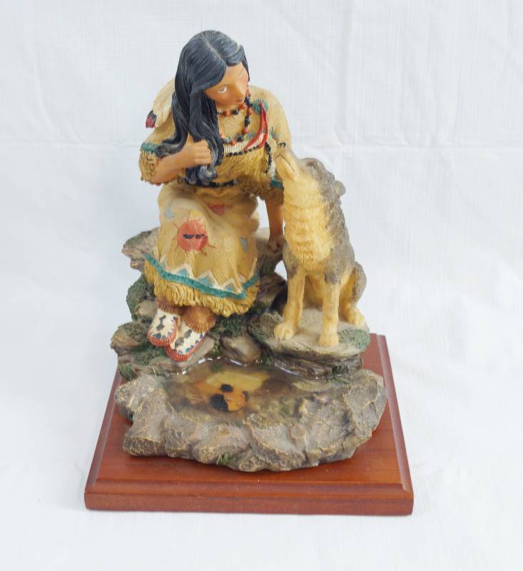 lot 2271 image: Native American Woman with Wolf Figurine - Very Cute