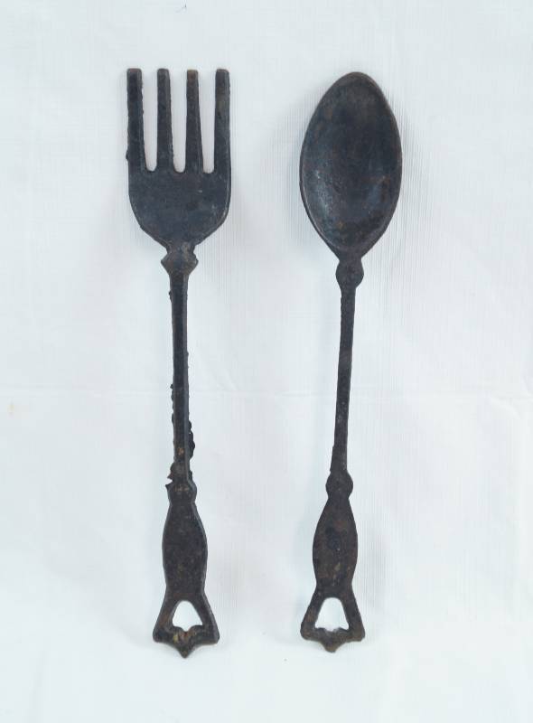 lot 2280 image: Cast Iron Fork and Spoon - Over 10 long WOW