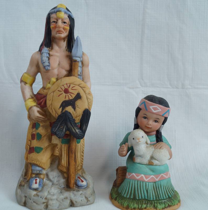 lot 2301 image: Lot of 2 Native American Indian Figurines - One is Made for HOME INTERIORS