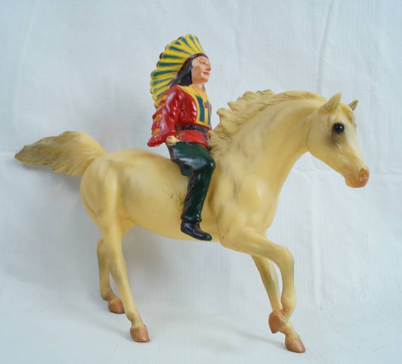 lot 2308 image: Vintage Horse Figurine with a Native American Indian Chief Riding on it
