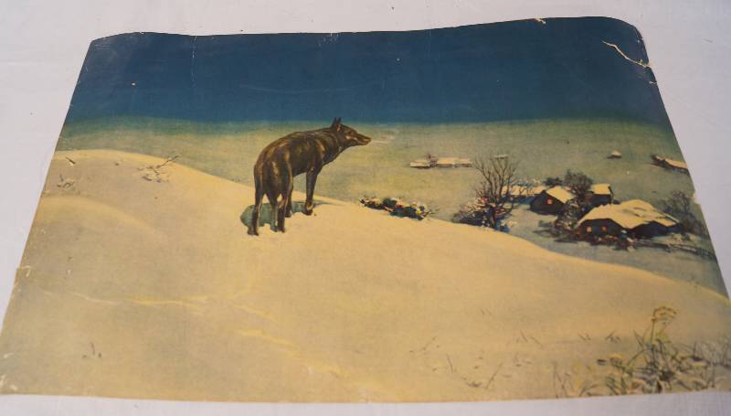 lot 2188 image: Lot of Two Posters - Wolf Print and Lewis & Clark Voyage