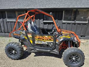 lot 7596 image: Unused&nbspFangpower UTV Side by Side with Orange Roll Cage and LED Light Bar