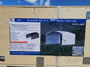lot 7710 image: KJ 20x30 Metal Garage Kit Model K2030 New in Box