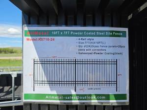 lot 7720 image: Unused&nbspAllMetal K0710-24 Powder Coated Steel Site Fence 10x7ft Panel System - 24 Panels, 240 ft