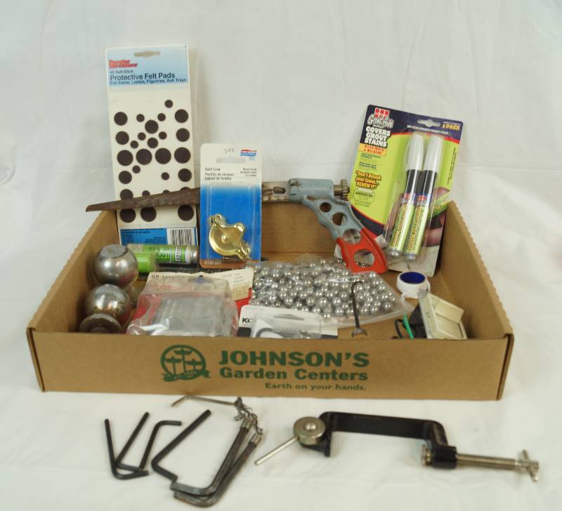 lot 2456 image: Handy-Man Lot - Allen Wrenches, C-Clamp, Ball Hitches, Saw, Electrical and More