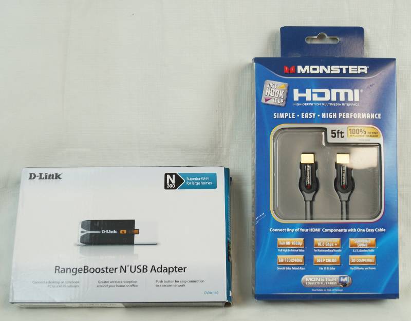 lot 2460 image: Monster HDMI Cable and a D-Link Network Range Booster - Both in original boxes