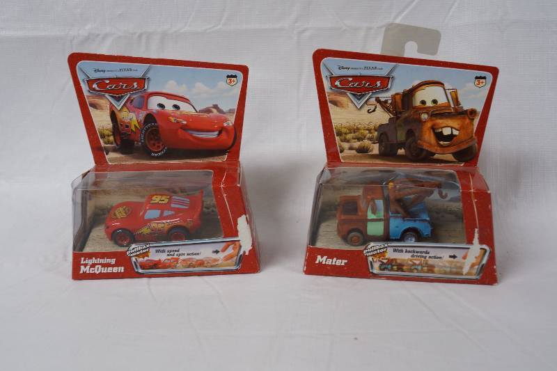 lot 2380 image: Lot of 2 Car Figurines- Lighting McQeen and Mator from Cars- Cool