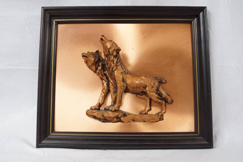 lot 3012 image: 3D Copper Colored Wolf Framed Photo- So Neat