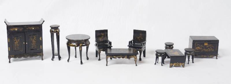 lot 3044 image: Miniature Ornate Furniture Sets- See Photos