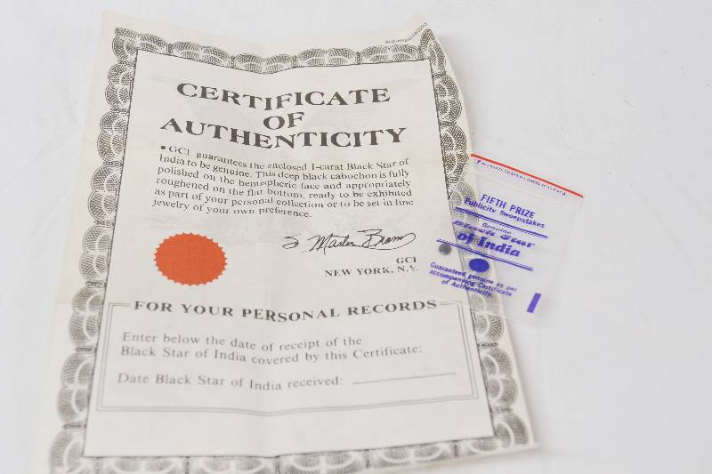 lot 3047 image: 1-Carat Black Star of India- Certificate of Authenticity Included- Take a Look