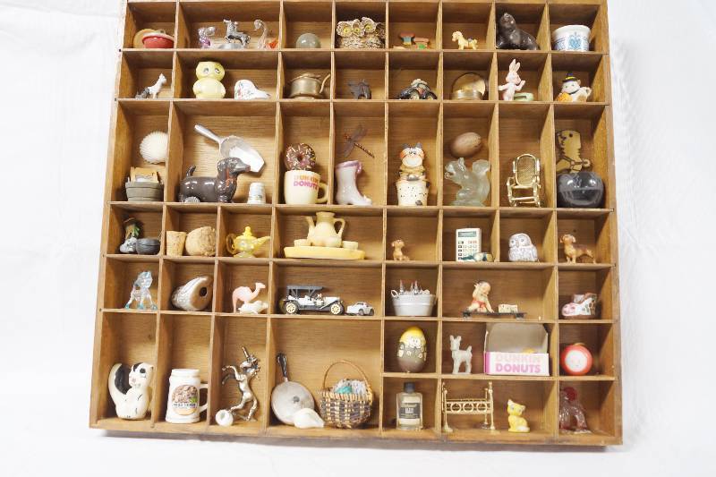 lot 3015 image: Shadowbox Filled w Miniatures- Some Figurines Highly Collectible- See Photos
