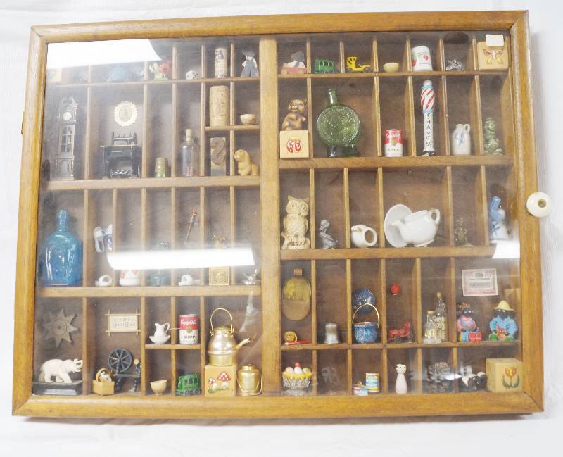 lot 3016 image: Shadowbox Filled w Miniatures- Some Figurines Highly Collectible- See Photos