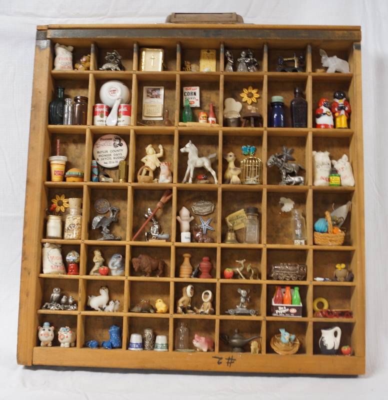 lot 3017 image: Shadowbox Filled w Miniatures- Some Figurines Highly Collectible- See Photos