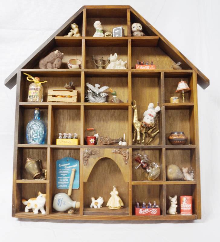 lot 3018 image: Shadowbox Filled w Miniatures- Some Figurines Highly Collectible- Check it Out