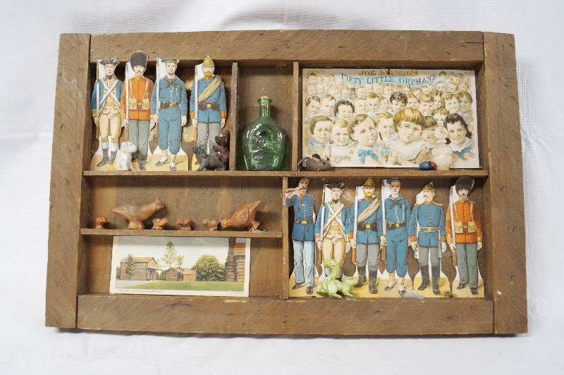 lot 3020 image: Shadowbox Filled w Miniatures- Some Figurines Highly Collectible- See Photos