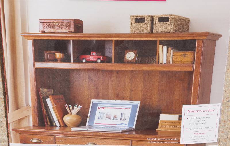 lot 5010 image: Better Homes and Gardens Armario Oak-Finish Hutch - NEW IN BOX
