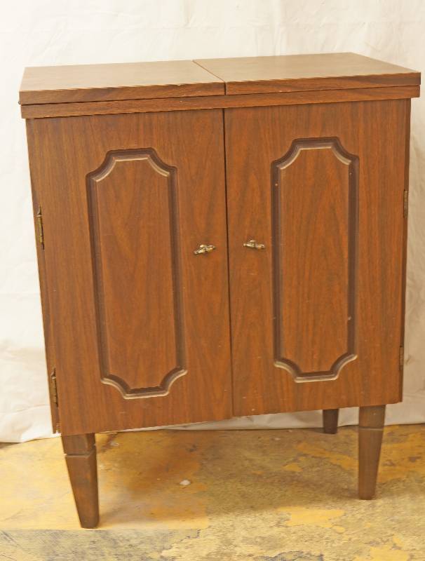 lot 3199 image: Wood Sewing Cabinet - See Photos for Measurements and Details