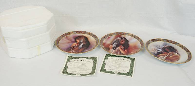 lot 3208 image: Lot of 3 Plates from the Native Beauty Collection - See Photos - Beautiful Plates