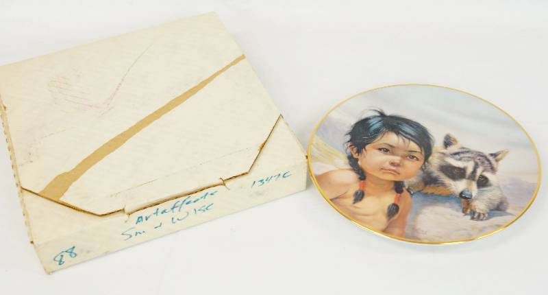 lot 3216 image: Plate with Child and Racoon from the Perillo Collection