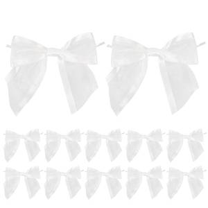 lot 45134 image: AIMUDI White Bows for Wedding Decor 4 Premade White Christmas Tree Bows Pre Tied White Bows for Crafts Small White Gift Bows Organza Fabric Bows for Treat Bags, Gift Wrapping, Baby Shower -12 Counts