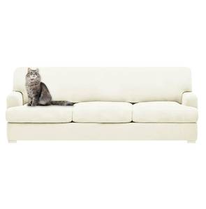 lot 45145 image: molasofa T Cushion Sofa Slipcovers with 3 Individual T Cushion Shape Seat Covers for Home Dcor, 4 Pieces Stretchable, Washable, Non-Pilling, Non-Slip T Cushion Slipcover (Sofa,Ivory)