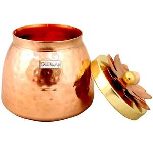 lot 45149 image: Prisha India Craft Copper Plating Dry Fruit Container Decorative Serving Bowls, Hammered Design, Height 3.50 Inch, Gold