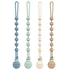 lot 45175 image: Cuddle Campus Silicone Pacifier Clip Holder with One Piece Design, Pack of 4 Soft Flexible Binky Clips with Texture for Baby Boy and Girl Set 1(6M)
