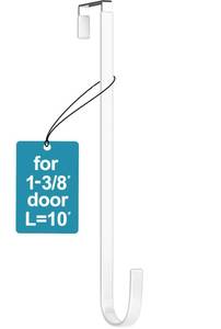 lot 45177 image: Mars-Rock Over The Door Hooks Long 1 Pc L10 Fit 1 38 Door White Plastic Coating for Hanging Towel Robe Hanger for Bathroom Dorm Room Bunk Bed Wreath Ironing Board Holder Thin Single Heavy Duty