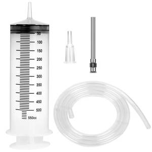 lot 45182 image: 500ml Large Syringe with 27.6 Inch Tube and Blunt Needle, Sterile and Individual Sealed, Plastic Garden Syringe for Liquid, Paint, Epoxy Resin, Oil, Watering Plants, Refilling