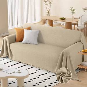lot 45228 image: TAOCOCO Couch Cover Blanket Sectional Sofa Covers Thick Durable Couch Covers for 3 Cushion Couch Washable Pet-Friendly Sofa Slipcovers Furniture Protector with Tassels (71x134 Khaki)
