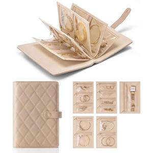 lot 45240 image: Vlando Travel Jewelry Organizer Case,Teacher Appreciation Gifts,Jewelry Storage Book Ring Binder with Clear Zipper Velvet Pouch Bag for Traveling,Rings,Necklace,Earrings,Bracelets,Brooches-Toffee