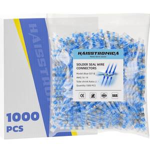 lot 45243 image: haisstronica 1000PCS Blue Solder Seal Wire Connectors, 16-14 AWG Marine Grade Waterproof Electrical Butt Terminals - Retail $78.95