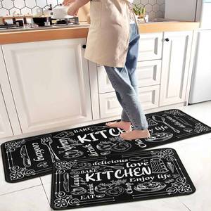 lot 45248 image: Black Kitchen Rugs and Mats Non-Slip, Washable, Absorbent Stain Resistant,Durable and Easy to Clean for Kitchen, Laundry, Living Room, Bedroom, Bathroom, Front Door,17x4717x30