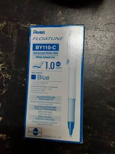 lot 45249 image: 10 Pack Pentel Floatune BY110-C Advanced Roller Ball Pen 1.0mm Blue