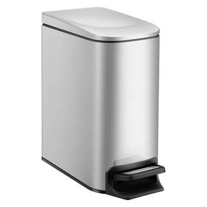 lot 45259 image: TIPGO Slim Bathroom Trash Can with Lid Soft Close, Step Pedal, 6 Liter  1.6 Gallon Stainless Steel Trash Bin, Small Garbage Cans for Bedroom, Office, Kitchen (Silver)