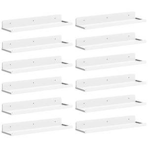 lot 45269 image: Lifewit Floating Shelves for Wall, 12 Pack White Acrylic Shelf 15 Room Decor for BookcaseVinyl Record DisplayPhotoPicture in Bedroom, Living Room, Bathroom, Kitchen Storage and Organization