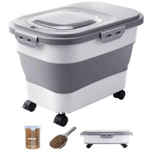 lot 45270 image: DDMOMMY 20-23 Lbs Dog Food Storage Container - Collapsible Dog Food Container with Attachable Casters and Scoop,Travel Silicone Bowl, Pet Food Storage Containers to Keep Dry Food Fresh,Easy to Move