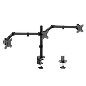 lot 45271 image: UPGRAVITY Triple Monitor Desk Mount,Three Monitors Stand Fits 3 Screens up to 27 inch,Load Bearing 17.6 lbs Per Arm,Fully Adjustable,Clamp & Grommet Mount,VESA Mount 75x75100x100mm