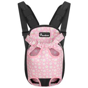 lot 45273 image: Pawaboo Pet Carrier Backpack, Adjustable Pet Front Cat Dog Carrier Backpack Travel Bag, Legs Out, Easy-Fit for Traveling Hiking Camping for Small Medium Dogs, Medium Size, Black  Pink Daisy