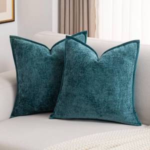lot 45278 image: FUTEI Teal Chenille Throw Pillow Covers 18x18 Inch Set of 2,Soft Cozy Bound Edge Design Cushion Case,Home Decor for Couch Bed Living Room