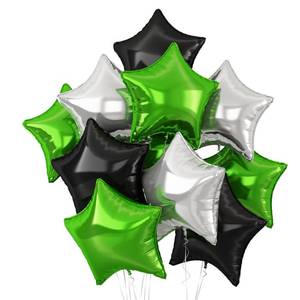 lot 45281 image: Black Green Star Balloons,10Pcs Black Silver Star Shaped Foil Balloons,18Inch Green Silver Helium Mylar Balloons for Graduation,Anniversary,Soccer Theme Brithday Party Decorations
