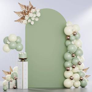 lot 45285 image: MODFUNS 6.6ft Arch Backdrop Cover - Sage Green Spandex Stretch Arch Stand Cover for Birthday Party Ceremony Decorations