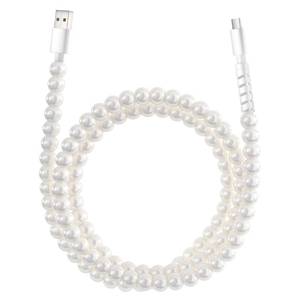 lot 45291 image: XNMOA USB to USB C Cable 3.3FT 60W White Pearl USB iPhone Charger Cord Beaded Phone Type C Charger Fast Charging Cable Cord for iPhone 16 15 Plus Pro Max 16E Samsung Galaxy S25 S24 S23